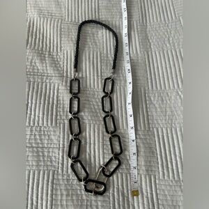 Elegant Black and Gold Necklace with Silk Rope